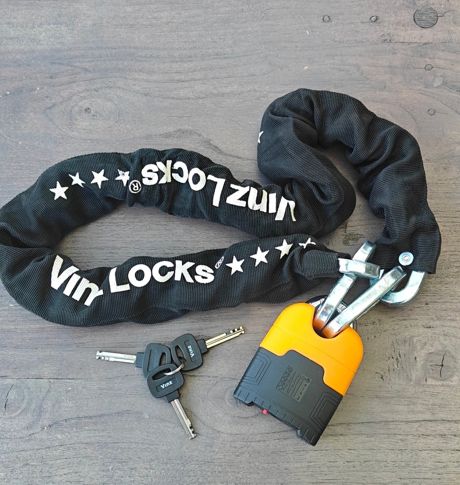 VinZ Locks ART 4 Kettingslot - Zwart/Oranje, Fietsen en Brommers, Ophalen of Verzenden, Nieuw, Kettingslot