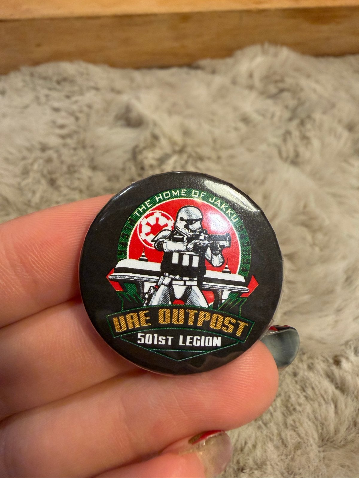 Star Wars 501st Legion UAE Outpost Button/Speldje, Ophalen of Verzenden, Gebruikt, Overige onderwerpen, Button