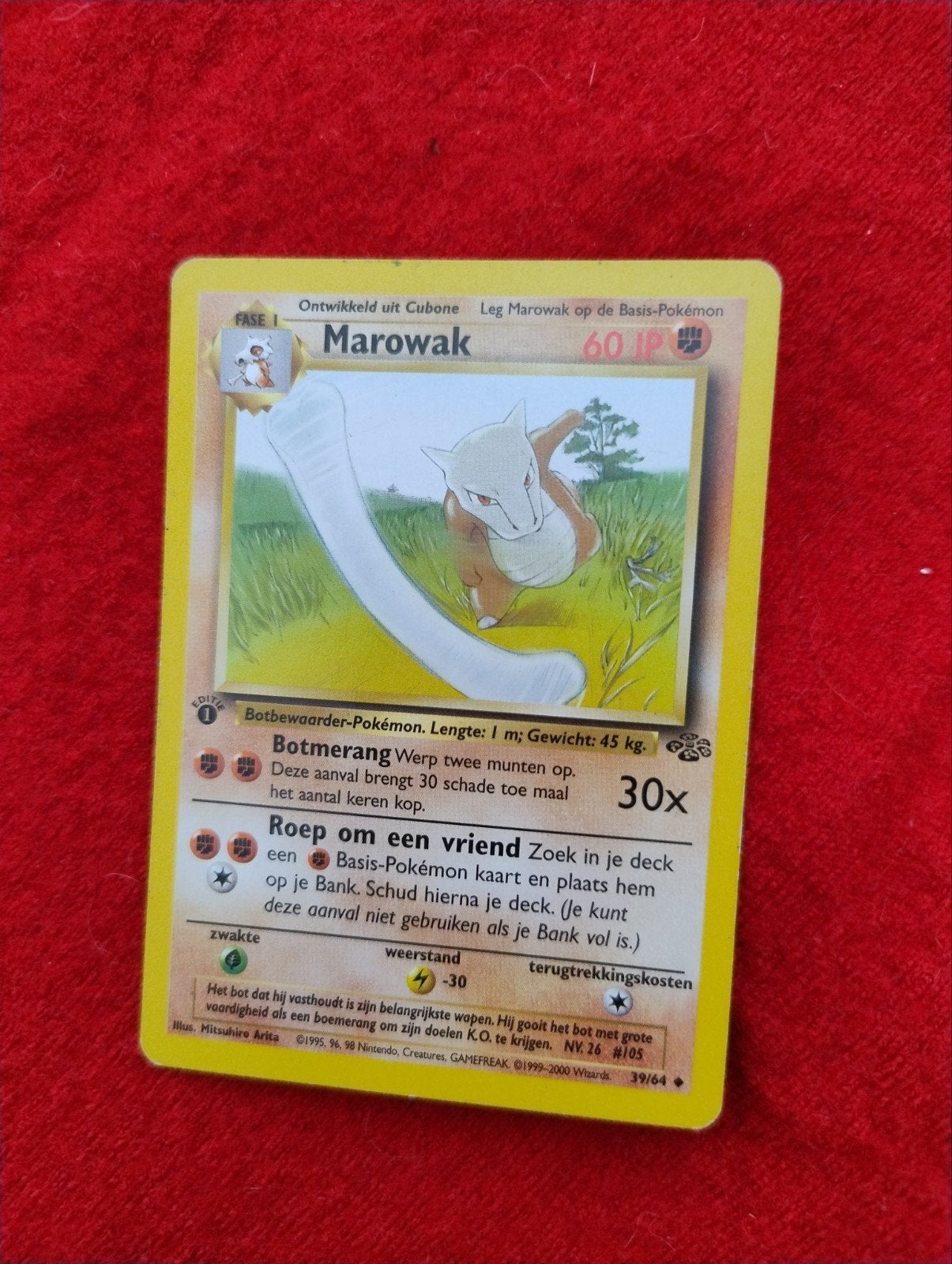 Marowak Pokémon Kaart (Nederlands) - 39/64, Ophalen of Verzenden, Zo goed als nieuw, Losse kaart