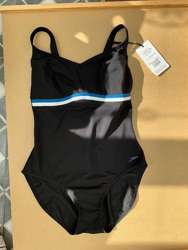 Speedo Sculpture sportbadpak Contourluxe maat 38 zwart/blauw, Zwart, Nieuw, Badpak, Emmen