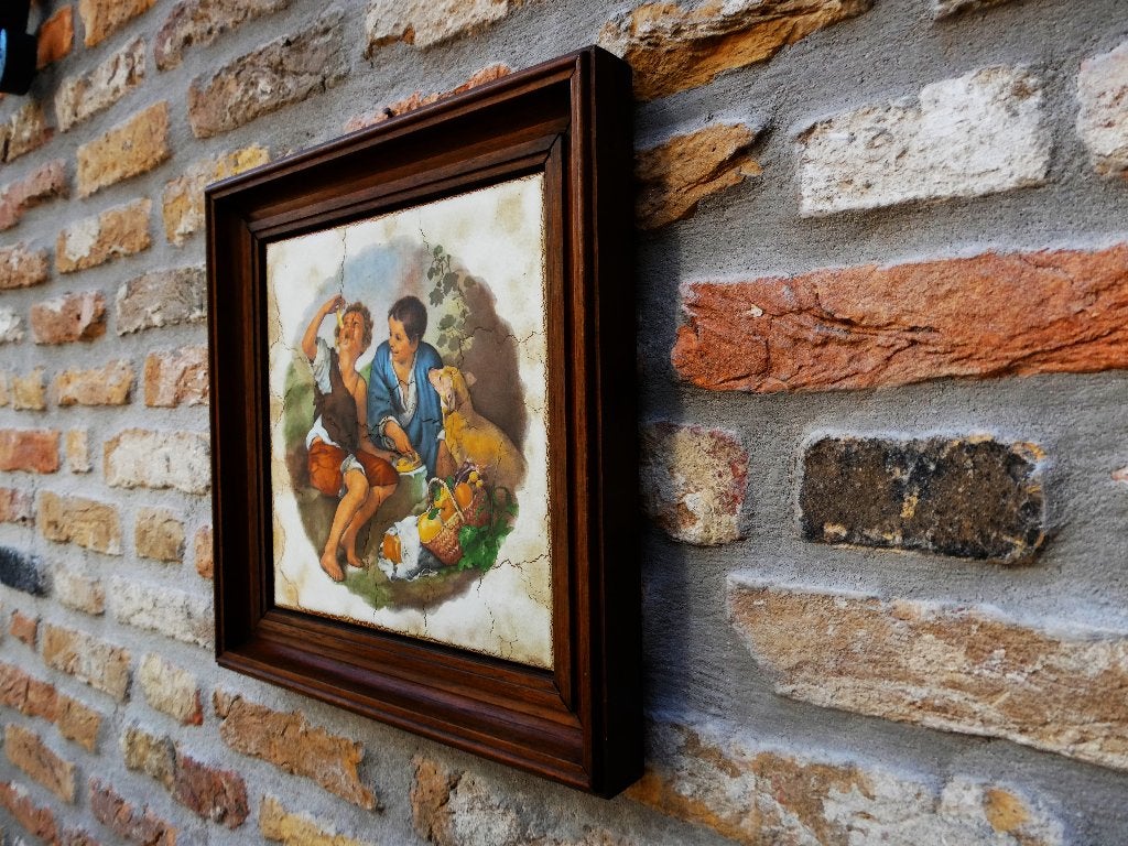 2 Tegels De Taarteters Dobbelaars dobbelen Esteban Murillo, Ophalen of Verzenden