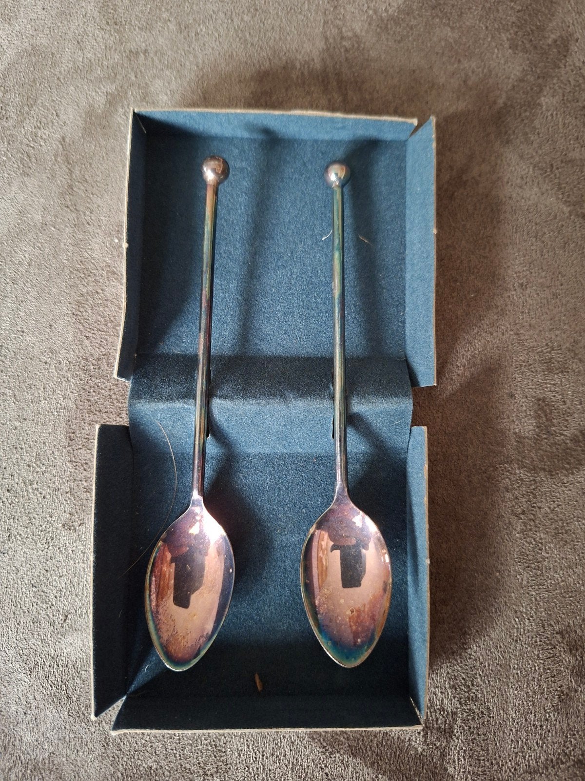 2 theelepeltjes in doosje, Ophalen of Verzenden