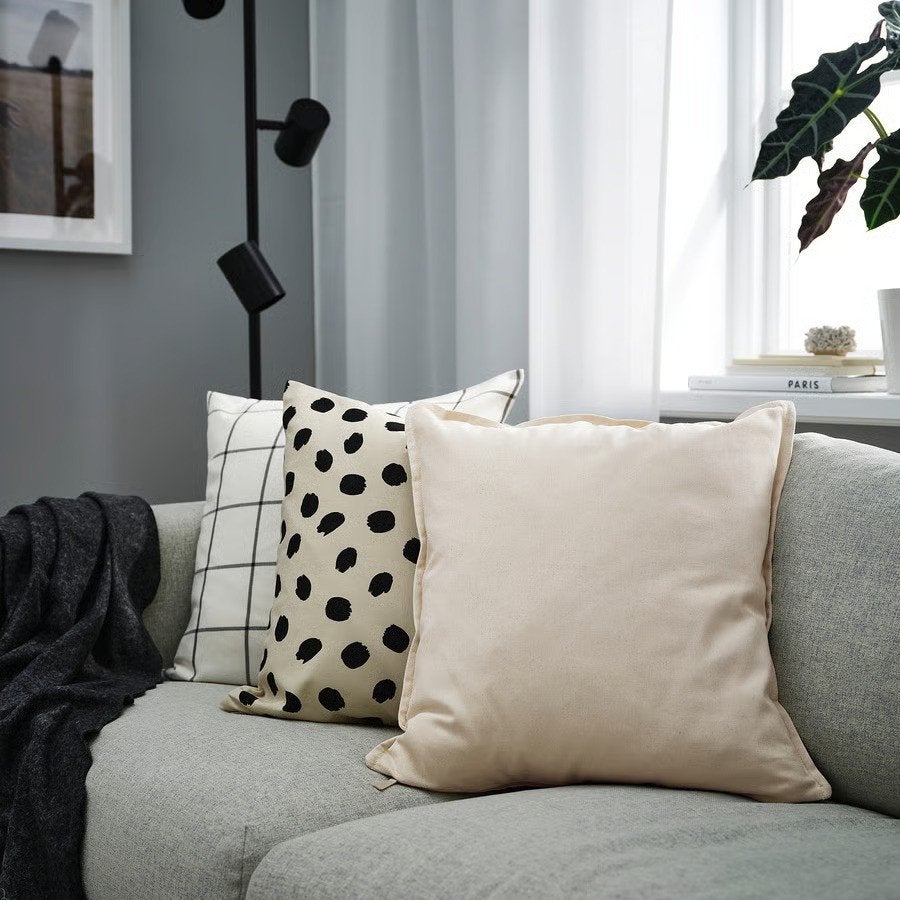 IKEA bank kussens, Huis en Inrichting, Woonaccessoires | Kussens, Ophalen, Zo goed als nieuw, Beige, Vierkant