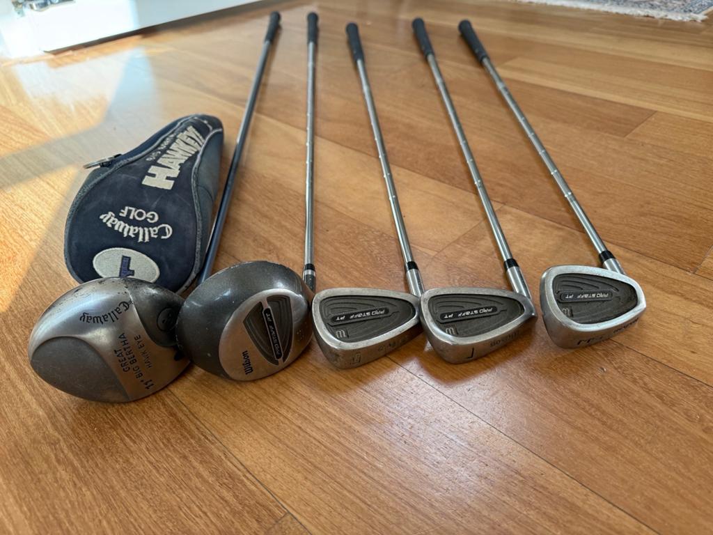Golfset links 3 Wilson MS,7,9, Houten 3, Callaway Driver, Ophalen, Gebruikt, Set, Callaway