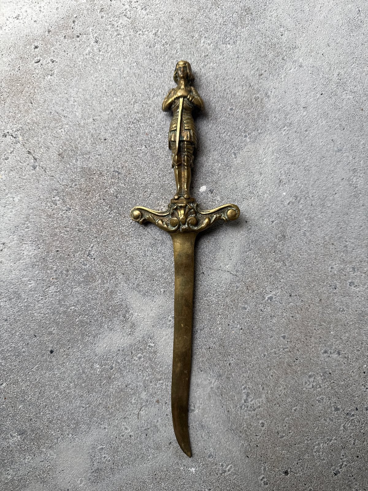 Vintage bronzen/messing briefopener ridder zwaard, Antiek en Kunst, Ophalen of Verzenden