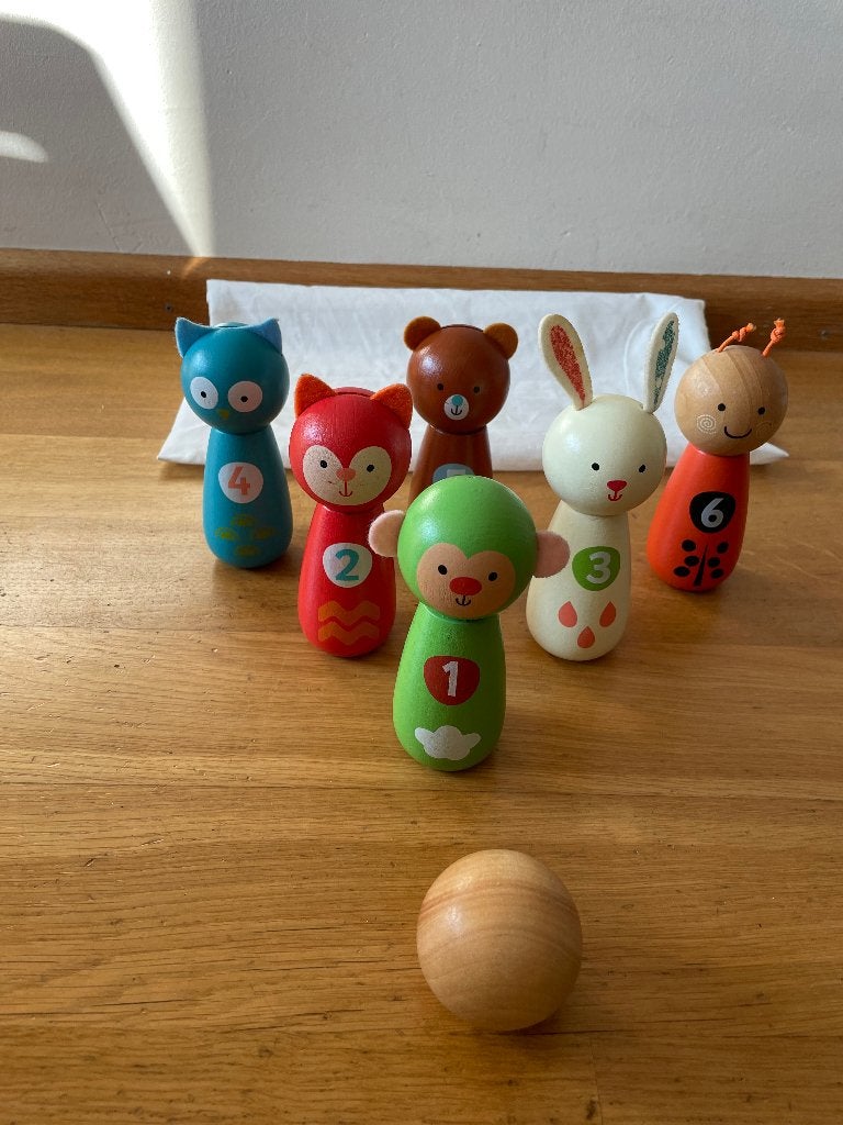 Houten Kegelen Speelgoed, Kinderen en Baby's, Speelgoed | Houten speelgoed, Ophalen, Zo goed als nieuw, Overige typen