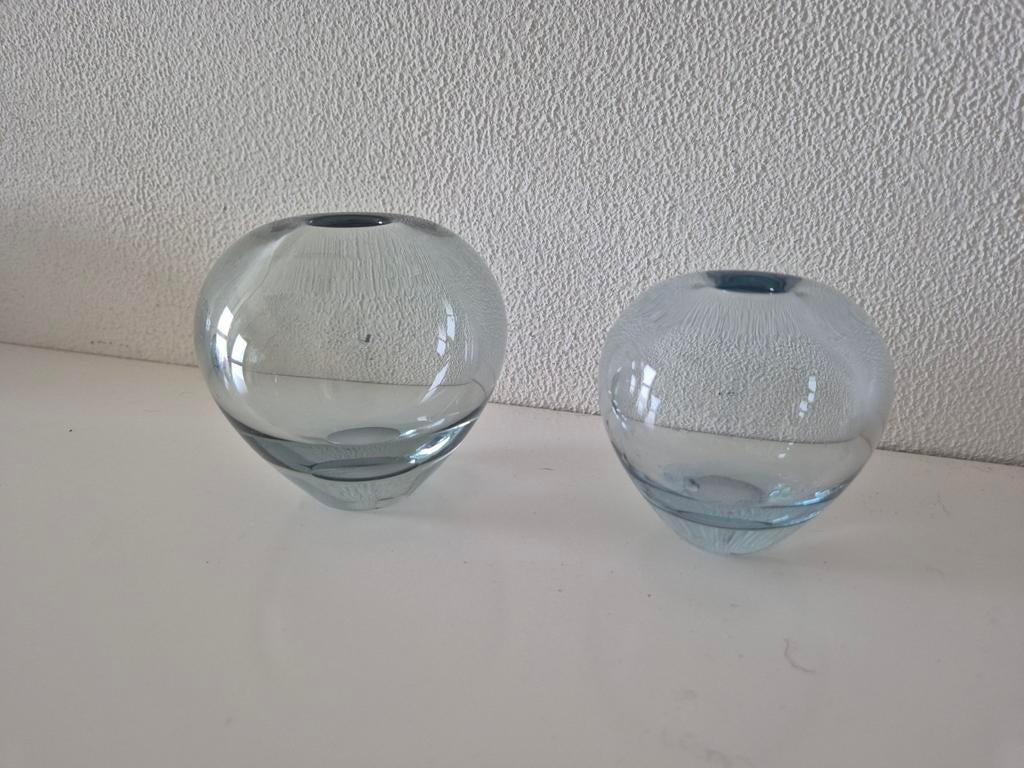 2 Holmegaard vaasjes, 9 en 7,5 cm hoog, Ophalen of Verzenden
