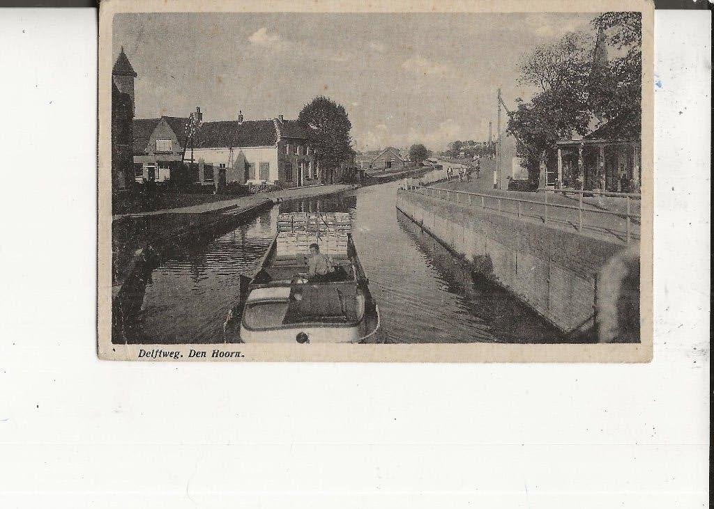 Den Hoorn Delftweg Vrachtschuit met tomaten 1949, Ophalen of Verzenden, 1940 tot 1960, Gelopen, Zuid-Holland