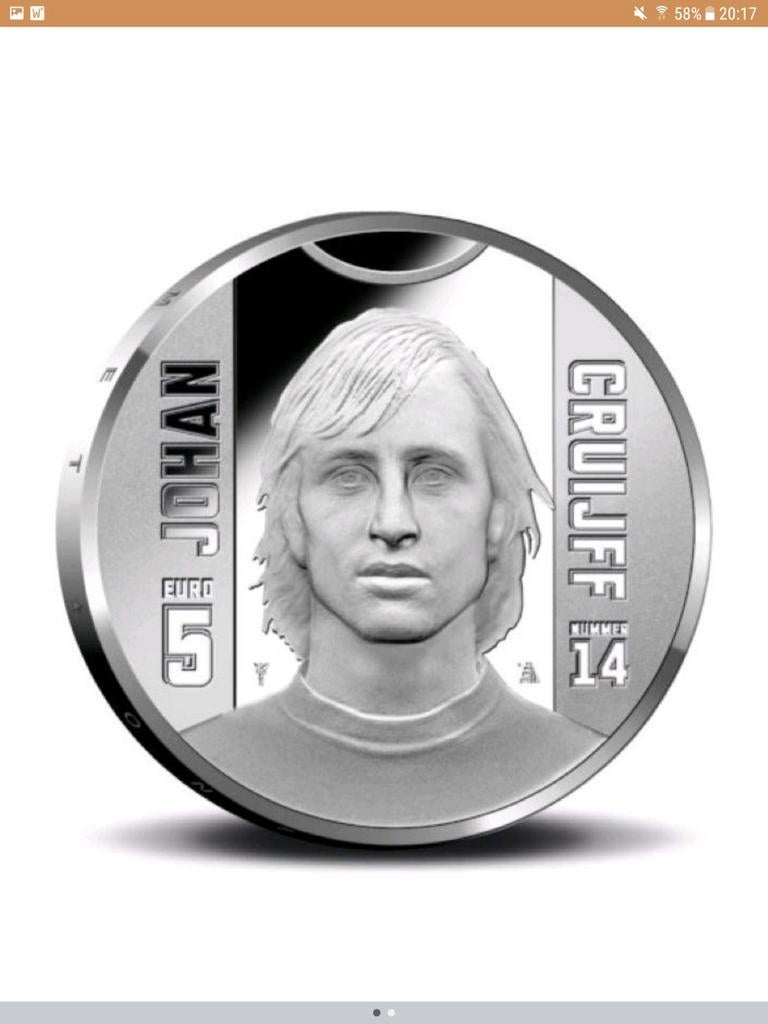 Johan Cruijff 5 euro, Postzegels en Munten, Munten | Nederland, Ophalen of Verzenden, Koningin Beatrix, Euro's