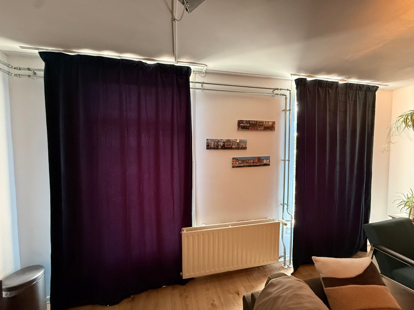 Twee donkerblauwe verduisterende gordijnen, Ophalen, Overige merken, Blauw, Fluweel