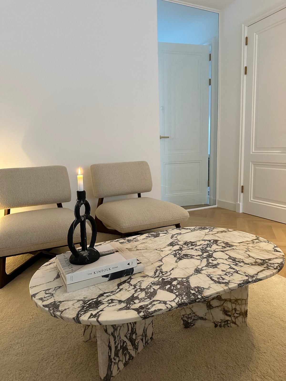 Elegante Calacatta Viola Marmeren Salontafel, Ophalen