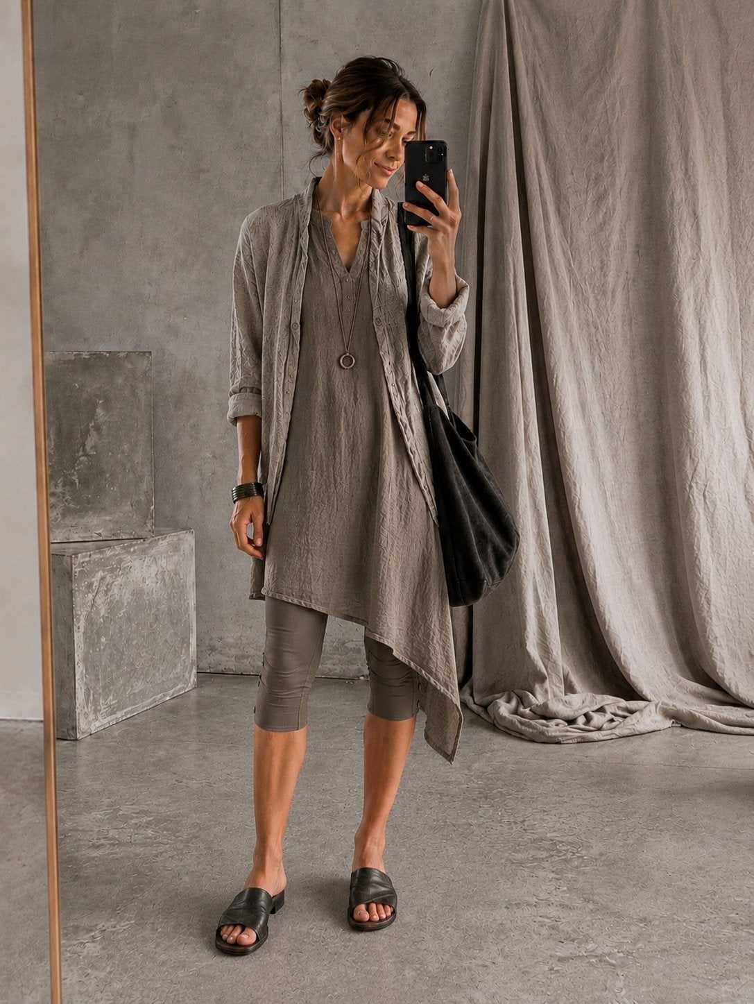 Trix & Rees 3/4 legging met knoopjes taupe, maat S, Legging, Maat 36/38 (S), Verzenden, Zo goed als nieuw