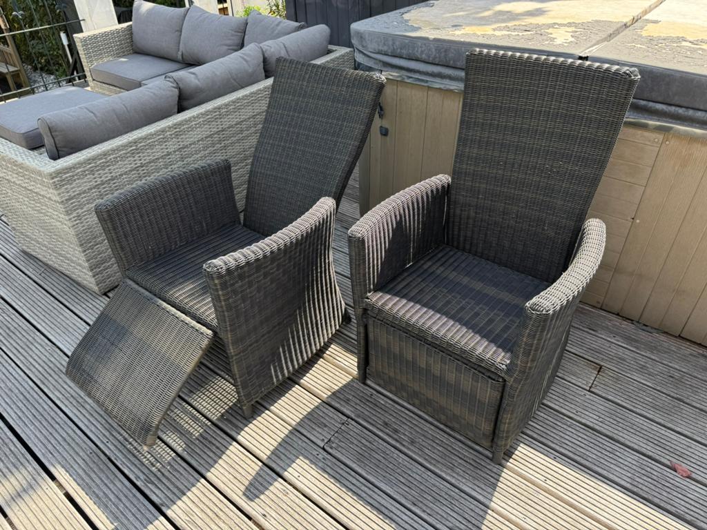 Tuinstoelen met ligfunctie, Bois Le Duc, Ophalen, Zo goed als nieuw, Wicker, Verstelbaar