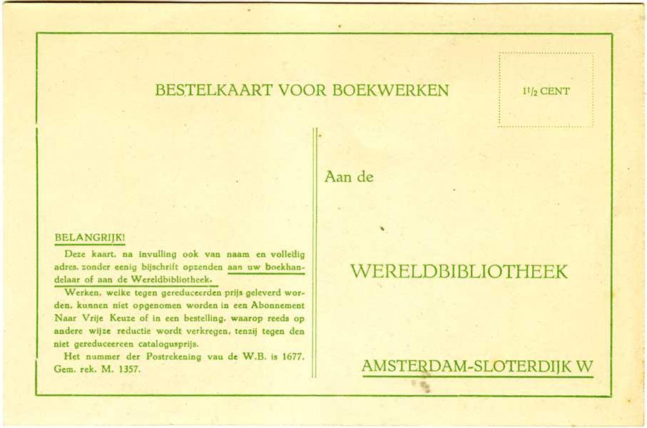 Bestelkaart Wereldbibliotheek, Ophalen of Verzenden, Zo goed als nieuw, Folder