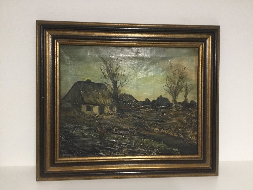 Schilderij van J.J v Tuyl “Peellandschap”, Doek, Oud hollands, Ophalen of Verzenden, Landschap