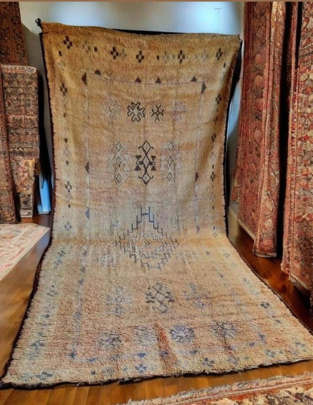 Vintage Beni Ouarain Berber vloerkleed Handgeknoopt 170x375, Huis en Inrichting, Ophalen of Verzenden