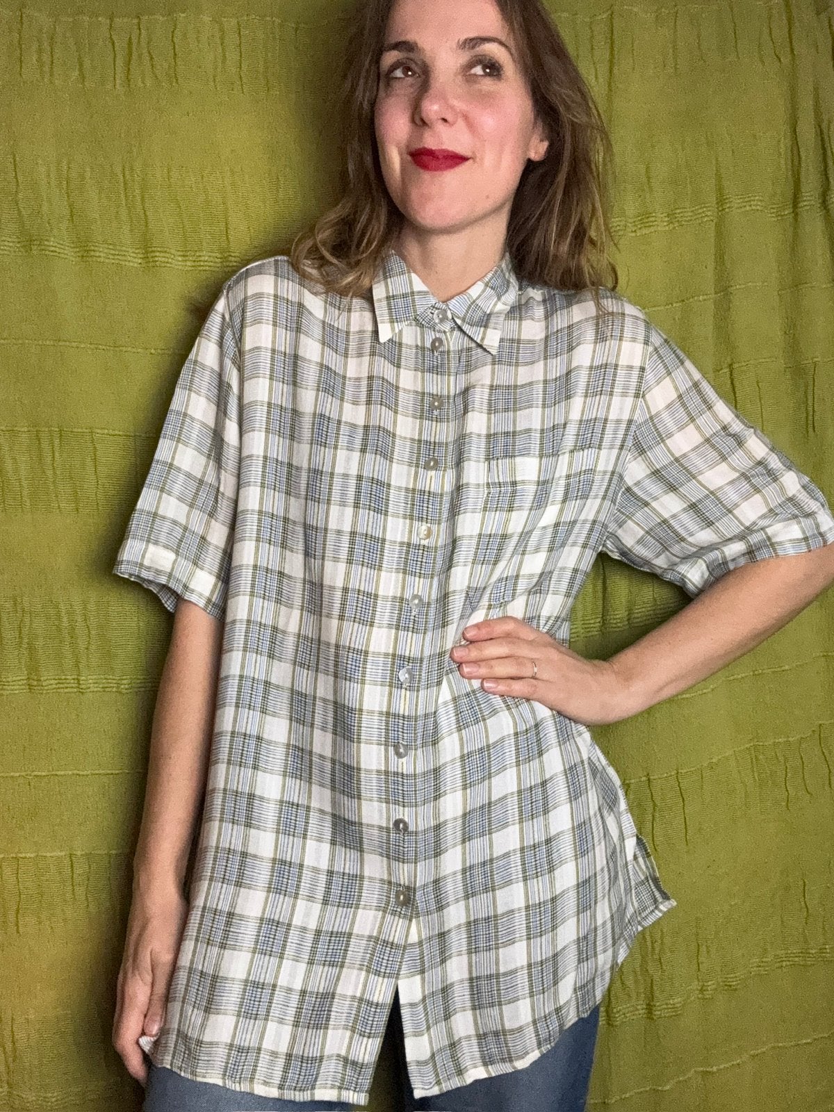 Vintage blouse / overhemd - maat 40 / L / large, Maat 38/40 (M), Hgv, Hgv, Ophalen of Verzenden