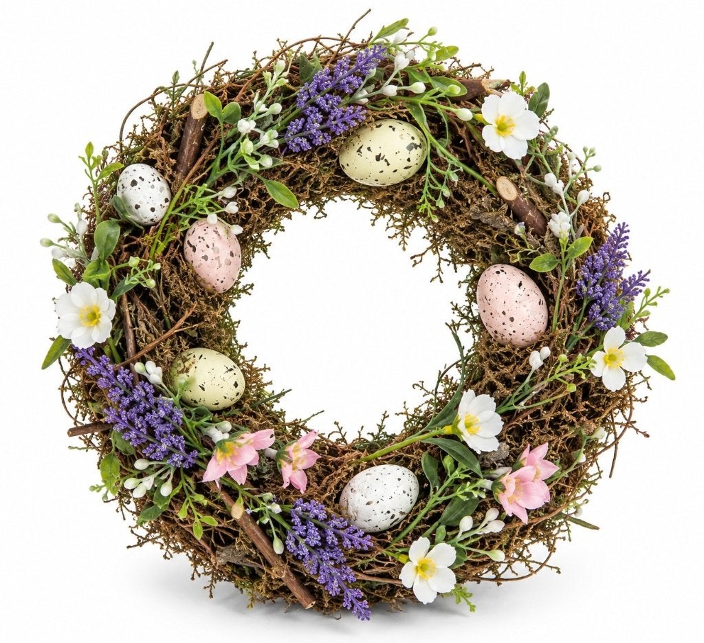 Home Creation paaskrans met eieren en lavendel, Ophalen of Verzenden, Nieuw, Versiering, Pasen