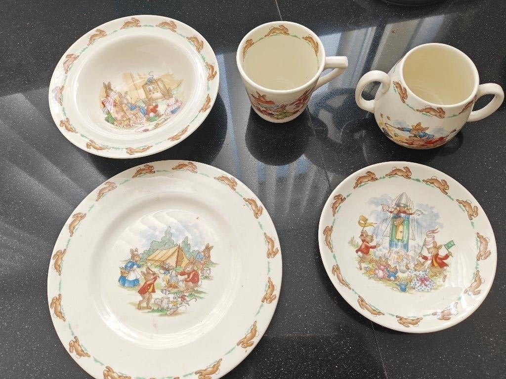 kinder servies Royal Doulton Bunnyskins vintage, Ophalen, Vintage, Zo goed als nieuw, Bord(en)