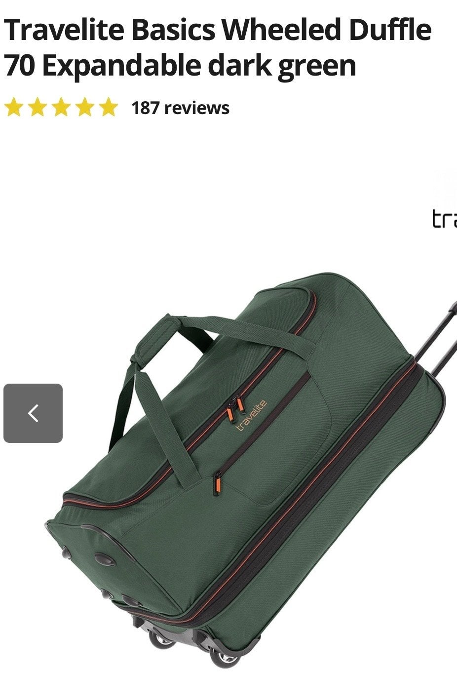 Travelite reistas met trekstang en wieltjes, nieuw staat, 30 cm of meer, Nieuw, Ophalen of Verzenden, 60 tot 80 cm