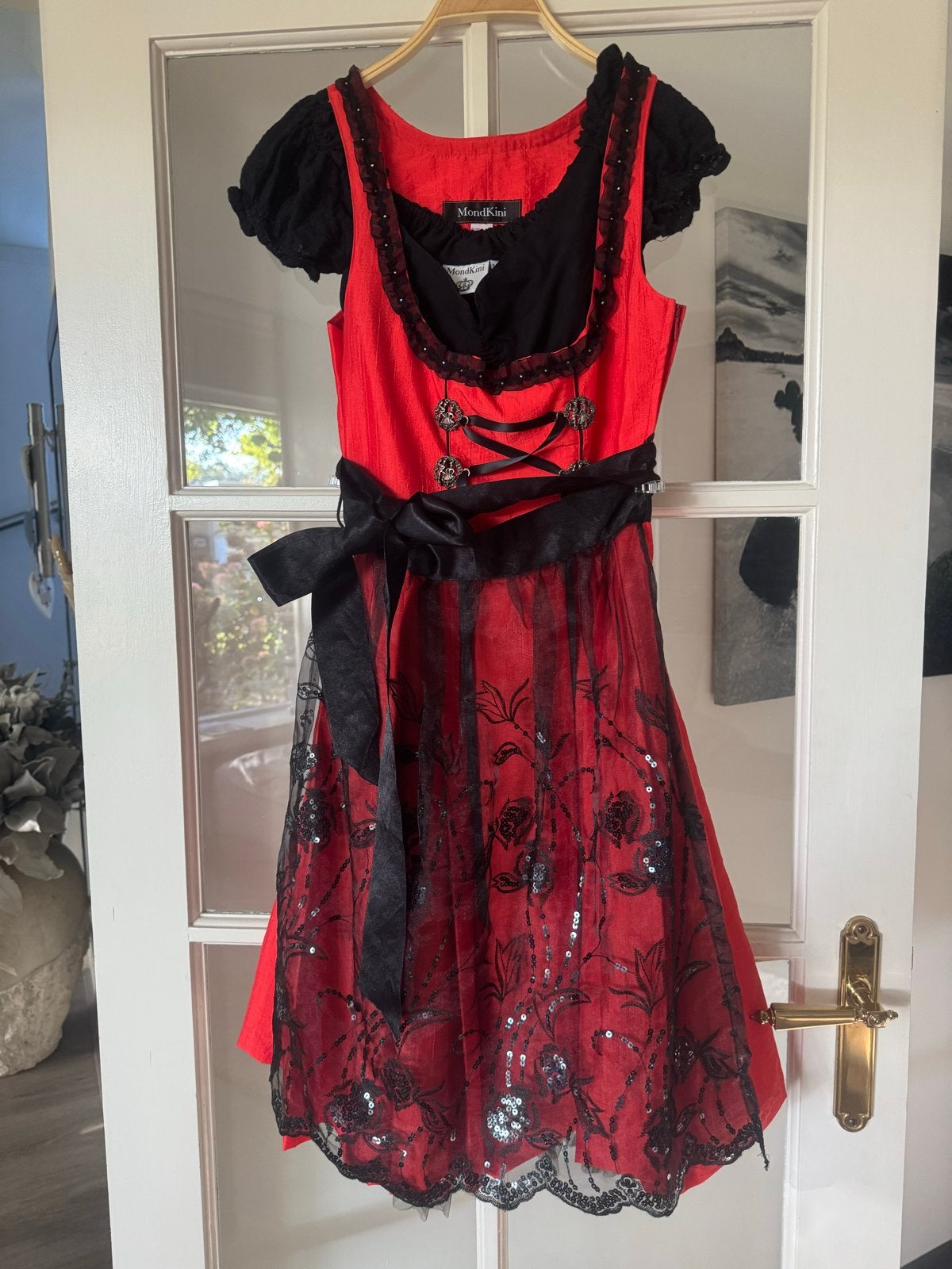 MondKini Moulin Rouge Dirndl Jurk 36/38 Kant & Pailletten, Overige typen, Ophalen of Verzenden, Zo goed als nieuw, Maat 36 (S)