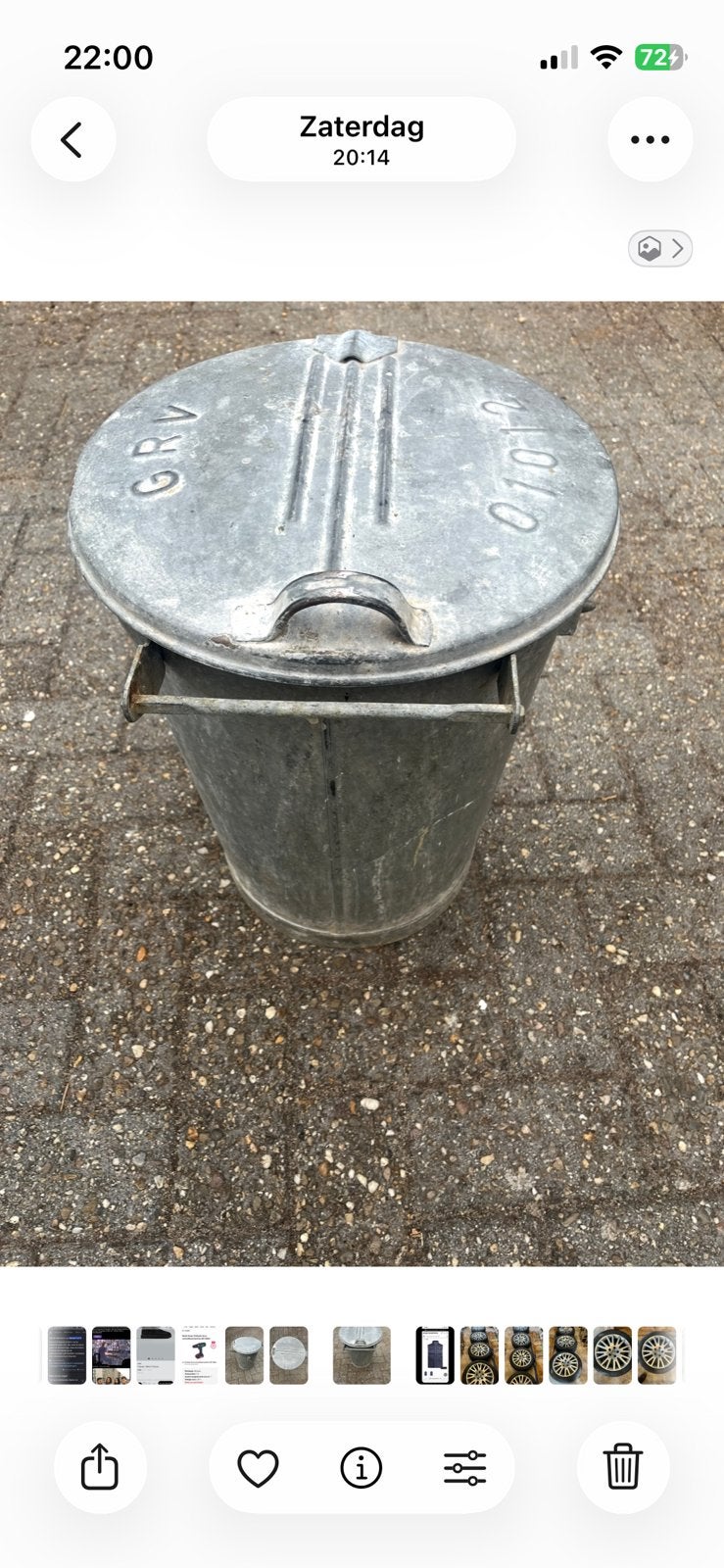 Zinken vuilnisemmer Gronsveld, 40 liter of meer, Ophalen, Gebruikt