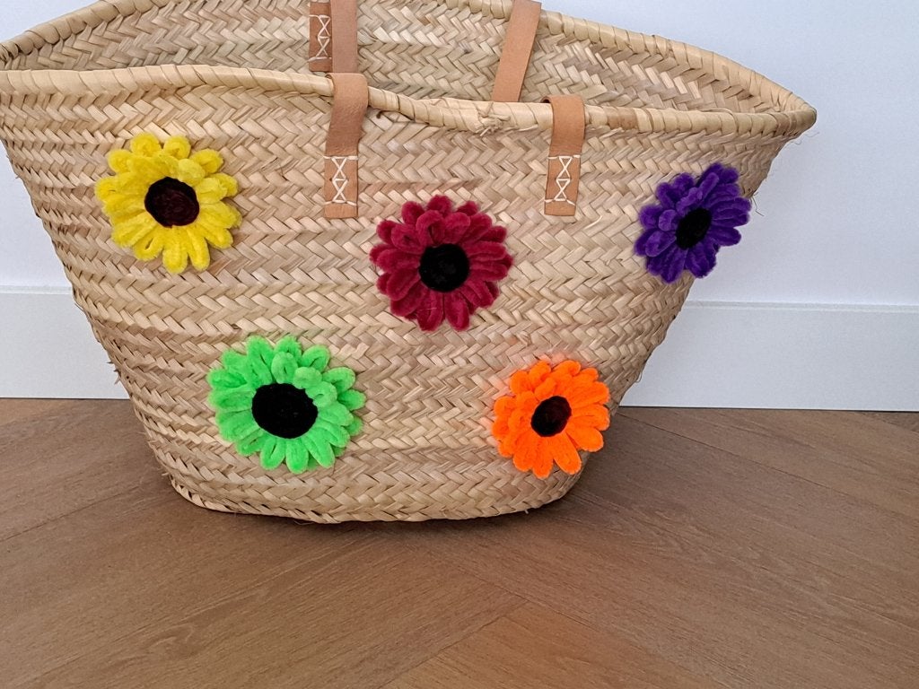rieten schoudertas, Ophalen, Beige, 50 cm of meer, Nieuw
