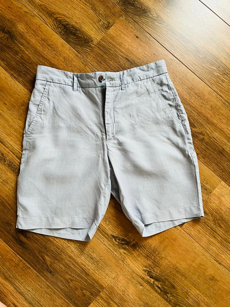 Lichtblauwe linnen korte broek Zara - Maat S, Kleding | Heren, Broeken en Pantalons, Ophalen of Verzenden, Zo goed als nieuw, Maat 46 (S) of kleiner
