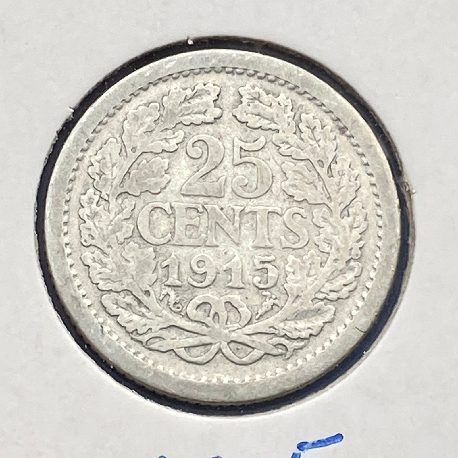 25 Cent Zilver uit 1915 van Wilhelmina, Postzegels en Munten, Munten | Nederland, Verzenden, Zilver, 25 cent, Koningin Wilhelmina
