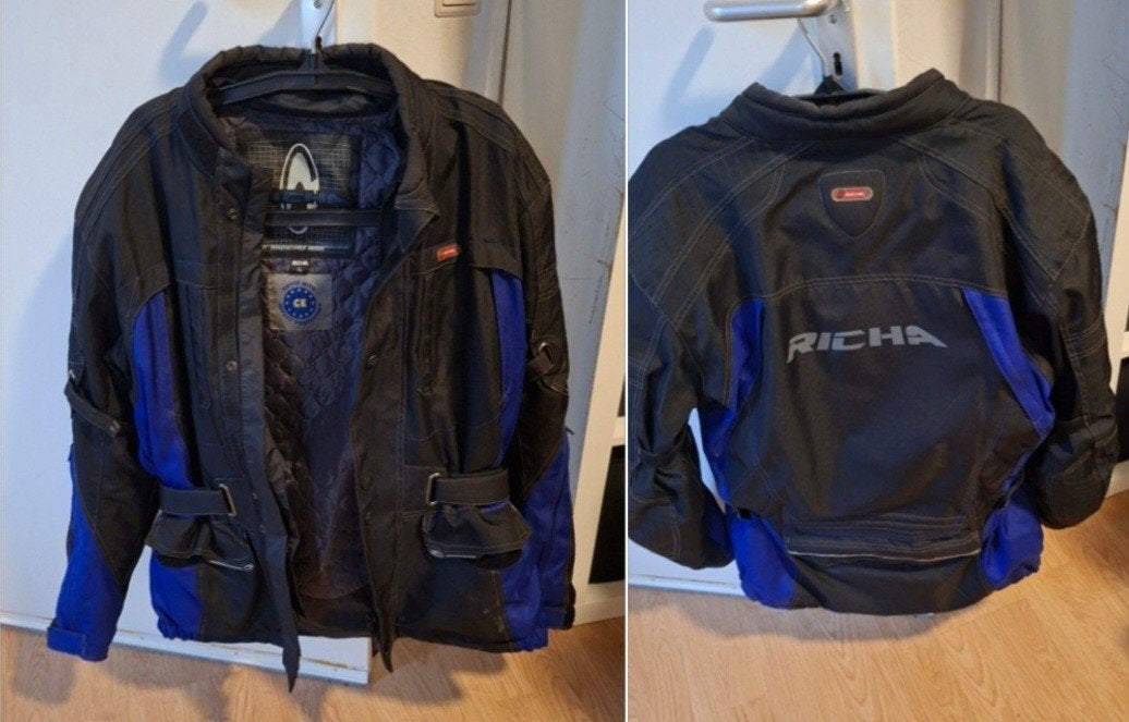 Motorpak Richa , met helm, handschoenen en kol, Motoren, Ophalen, Tweedehands, Heren, Combipak