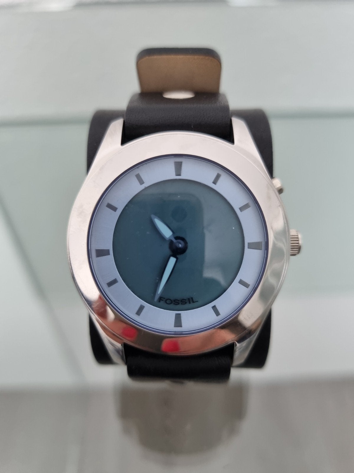 Fossil polshorloge Big Tic, Sieraden, Tassen en Uiterlijk, Overige merken, Leer, Staal, Polshorloge