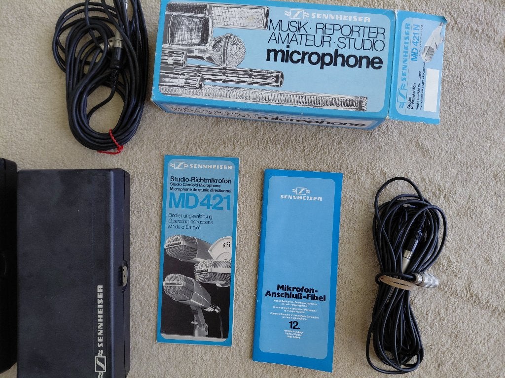 2 Vintage microfoons Sennheiser MD 421 N, Muziek en Instrumenten, Microfoons, Ophalen, Zo goed als nieuw, Zangmicrofoon
