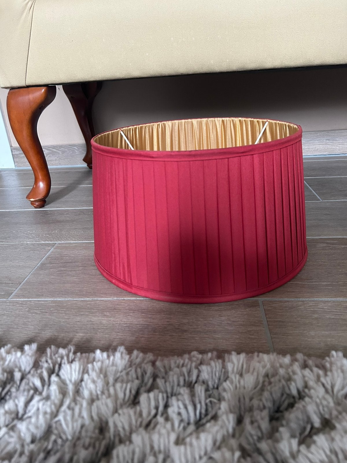 Lampenkap plisse rood/goud., Ophalen of Verzenden, Zo goed als nieuw, Goud