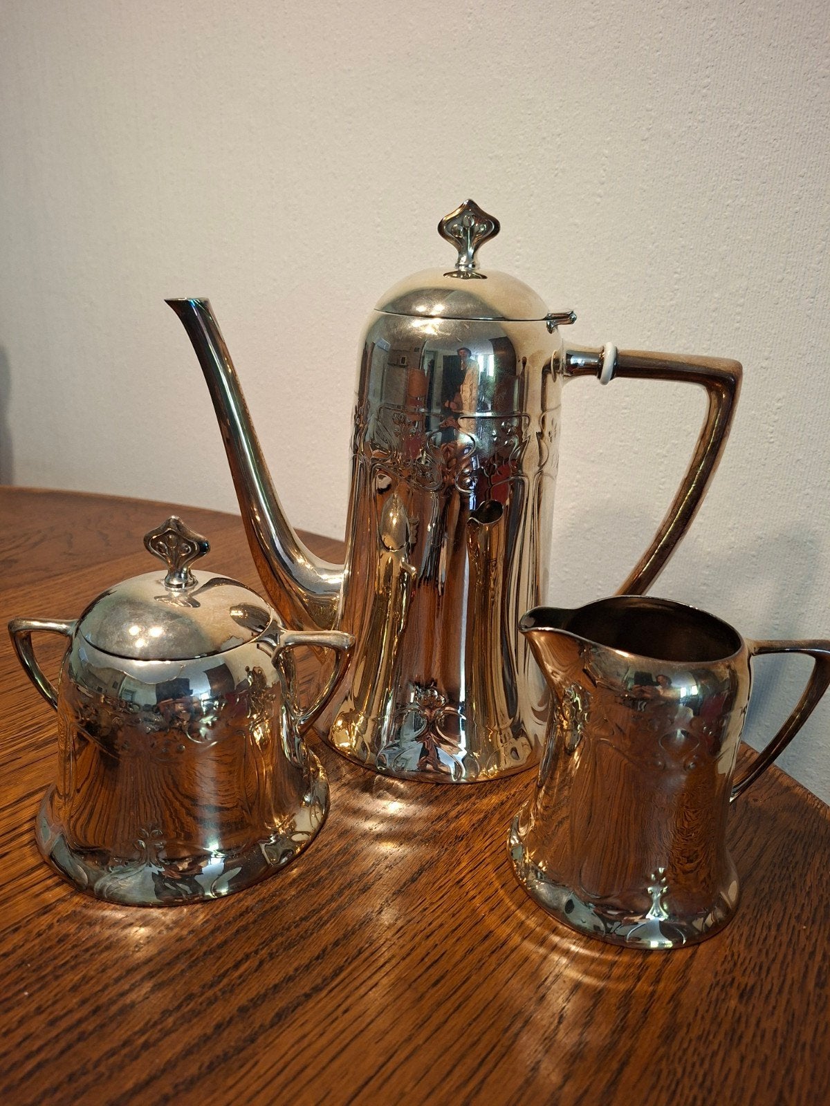 Antiek verzilverd koffie- en theeservies, Antiek en Kunst, Ophalen
