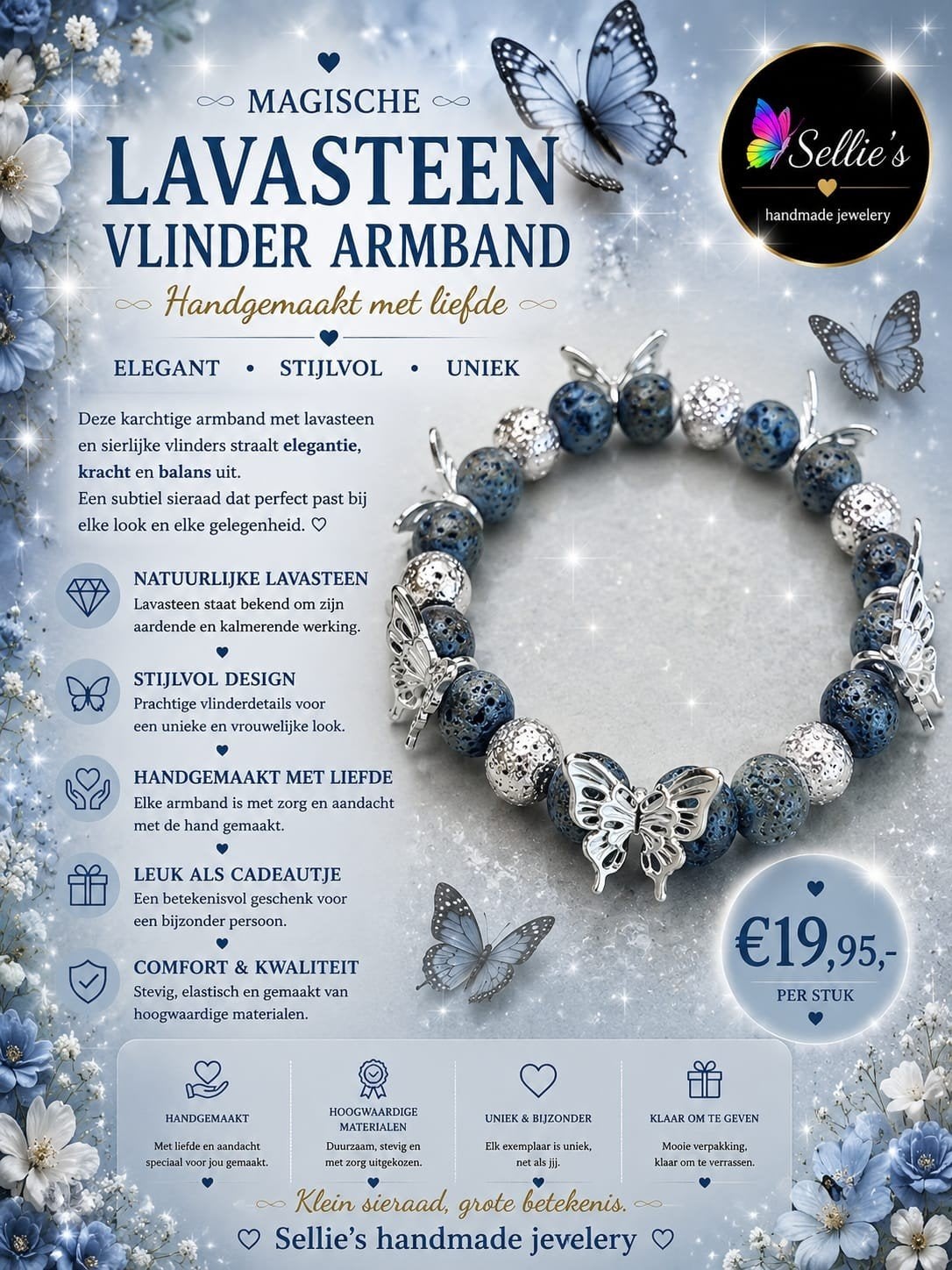 🦋 Sellie's handmade jewelery 🦋, Overige materialen, Met bedels of kralen, Blauw, Nieuw