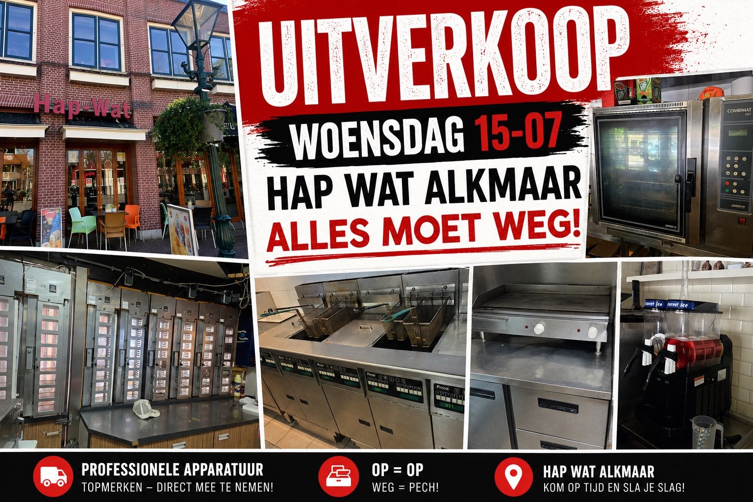 Wo 15/07 Uitverkoop Snackbar hapwat Alkmaar | Alles moet weg, Ophalen, Gebruikt, Fornuis, Frituur en Grillen