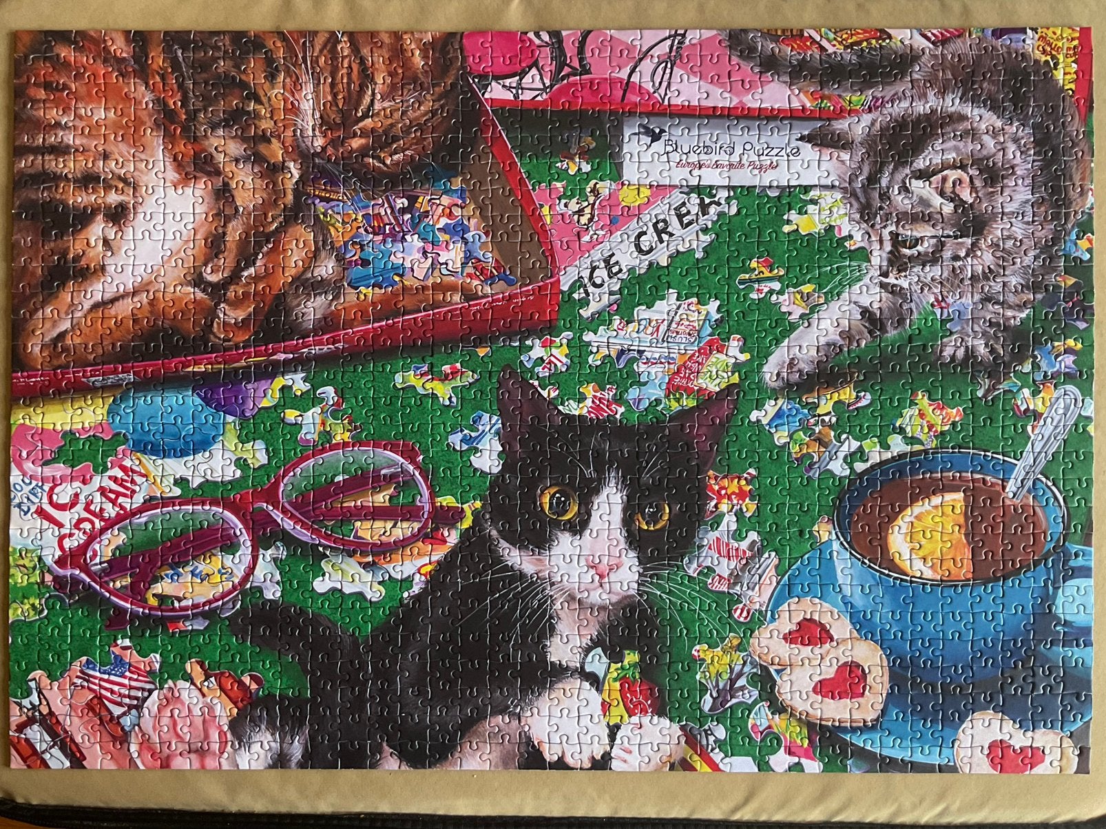 Blue Bird puzzle puzzle Cats Joëlle Mc Intyre 1000 stukjes, Ophalen of Verzenden, 500 t/m 1500 stukjes, Zo goed als nieuw, Legpuzzel
