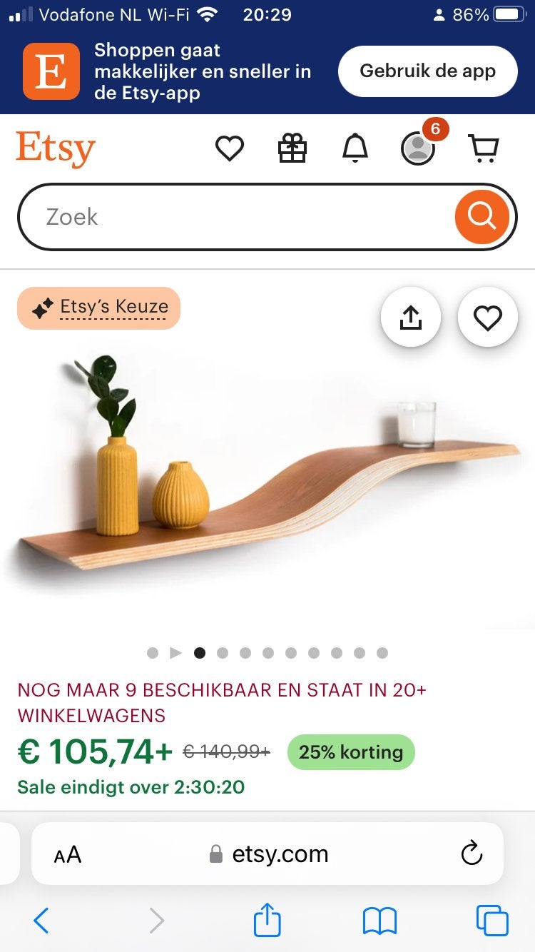Set van 2 zwevende planken - 60x16 en 116x16 cm, Huis en Inrichting, Woonaccessoires | Wandplanken en Boekenplanken, Ophalen of Verzenden
