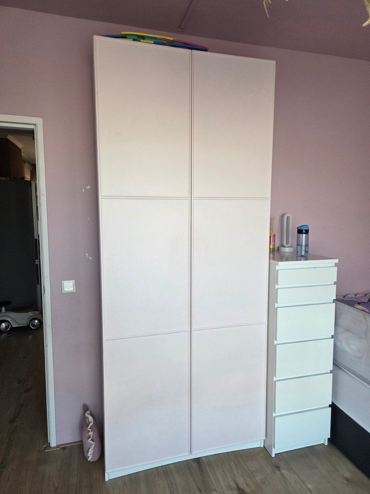 IKEA Pax kast 100x35x236 met lichtroze deuren, 200 cm of meer, 50 tot 100 cm, Zo goed als nieuw, 25 tot 50 cm