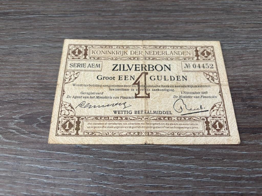 Biljet 1 gulden zilverbon, 1917, Postzegels en Munten, Bankbiljetten | Nederland, Ophalen of Verzenden, 1 gulden