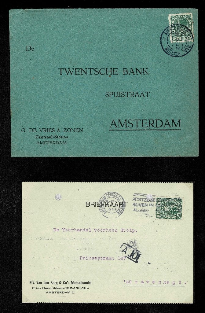 5 NL perfins op postztukken in 1 koop, Verzenden, T/m 1940, Gestempeld