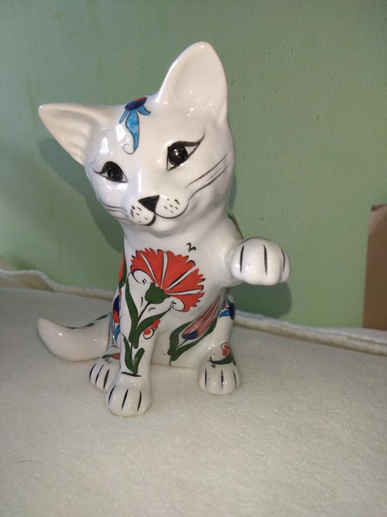 Kleurrijke Turkse Porseleinen/Majolica Kat, Antiek en Kunst, Antiek | Porselein, Ophalen