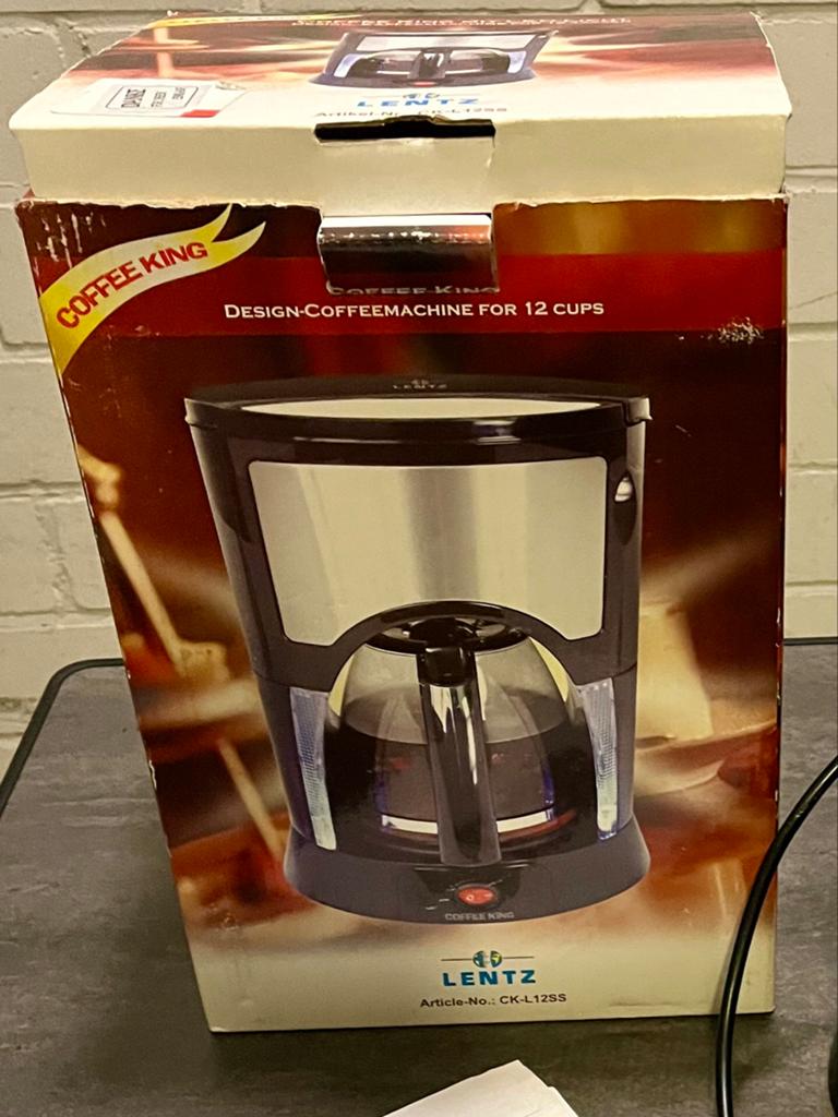 Lentz dessin koffie zet machine met led verlichting, 10 kopjes of meer, Koffiemachine, Gemalen koffie, Ophalen of Verzenden