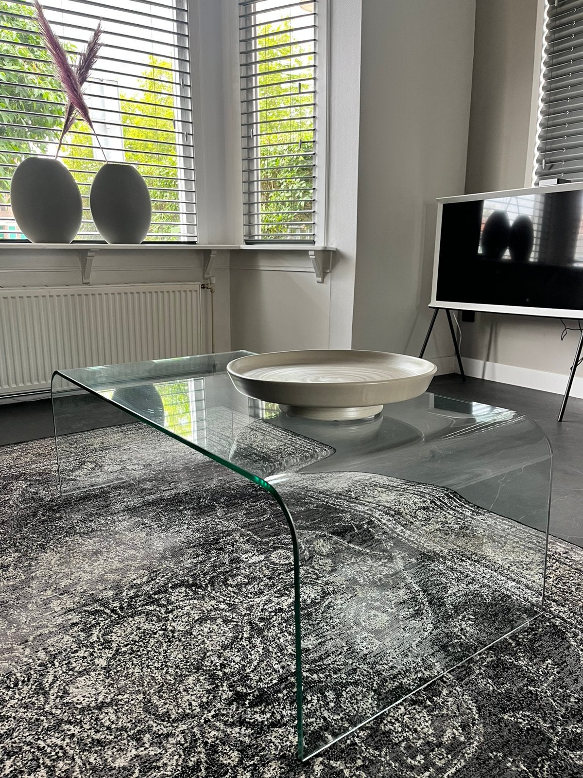 Salontafel gebogen glas Kare Design, Ophalen, Gebruikt, 100 tot 150 cm, 50 tot 100 cm