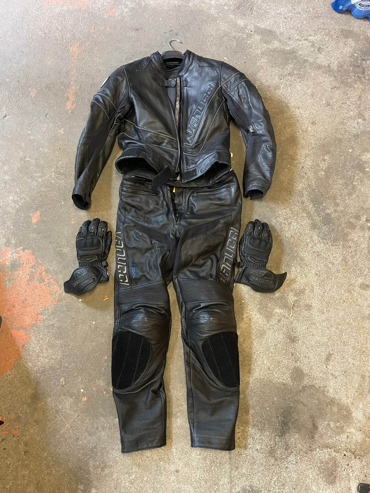 Vanucci leder motorpak 2 delig dames Maat 38, Ophalen of Verzenden, Tweedehands, Dames, Combipak