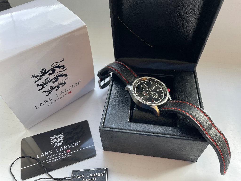 Lars Larsen Storm Chronograaf Herenhorloge (Zwart / Saffier), Overige merken, Overige materialen, Gebruikt, Polshorloge