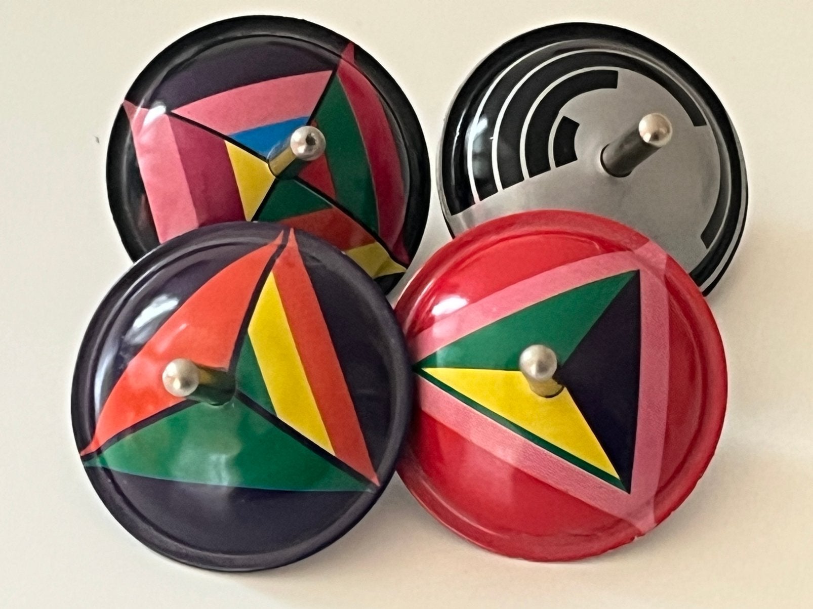 4 x BIBO “The Magic Top” blikken speelgoed tollen + slangen, Verzenden, Zo goed als nieuw