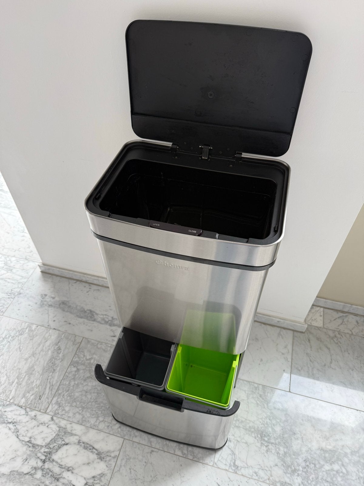 Homra Nexo Prullenbak met Sensor en Afvalscheiding 64L, Ophalen, Gebruikt, 40 liter of meer, Rvs