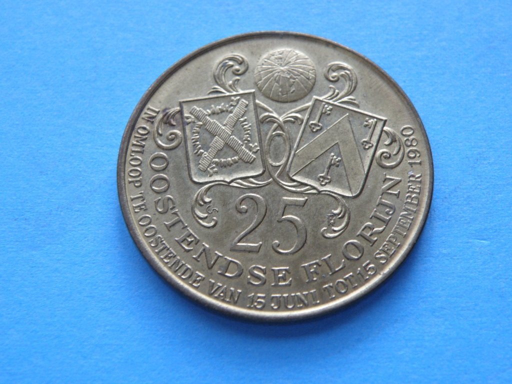 België 2 penningen Oostende en Verviers, Postzegels en Munten, Verzenden, Overige materialen, Buitenland