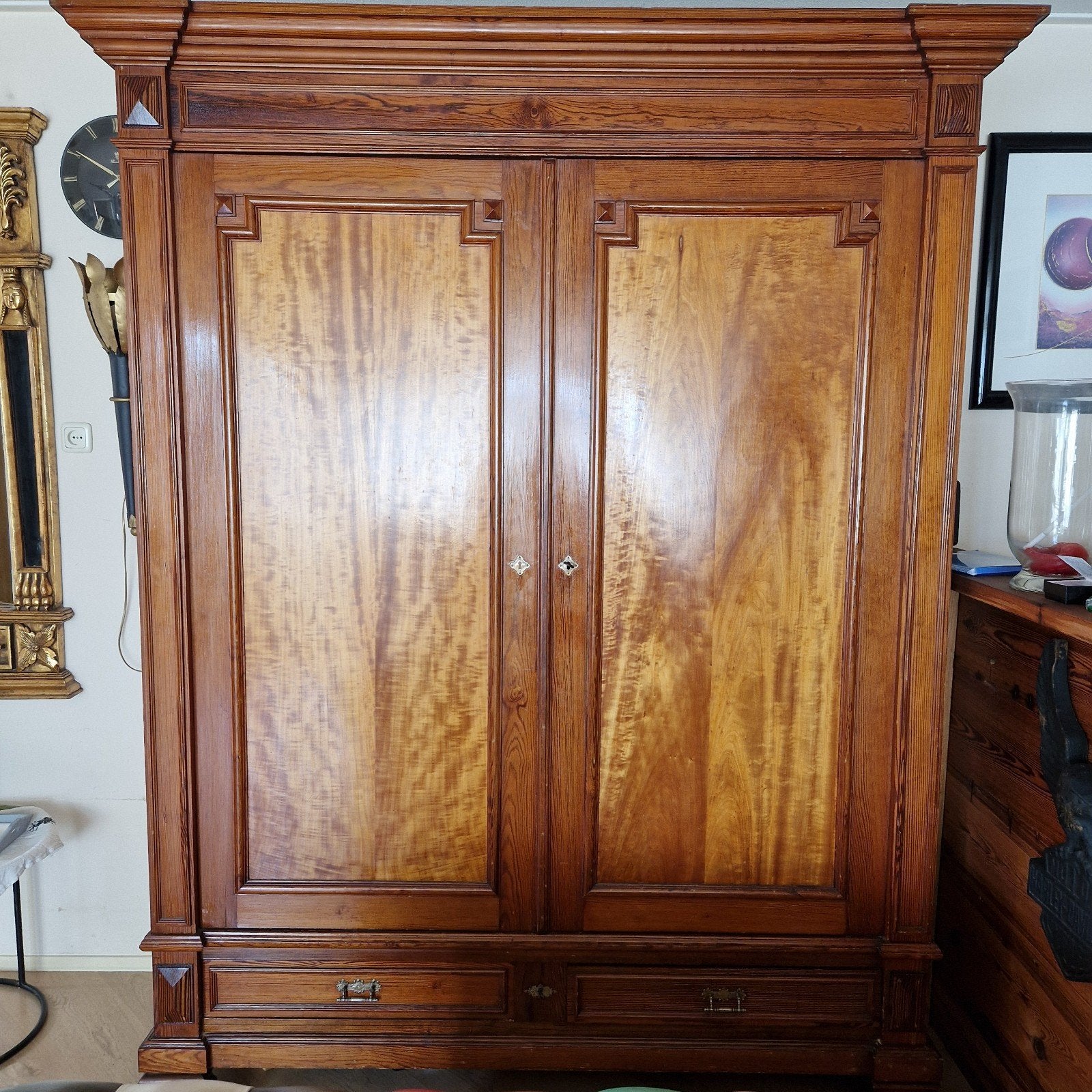 Antieke mahonie houten kast, Ophalen of Verzenden